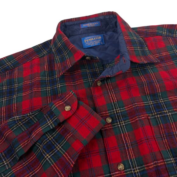 Vintage Pendleton Wool Flannel Shirt Mens Size L Clan Maclean Tartan Plaid USA - Picture 1 of 9